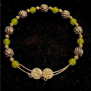 ALEX AND ANI RARE VINTAGE Silver and Green Beaded Bracelet